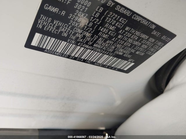 4S4WMAPD9N3444167 Subaru Ascent Limited