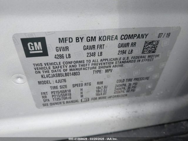 KL4CJASB5LB014803 Buick Encore Fwd Preferred