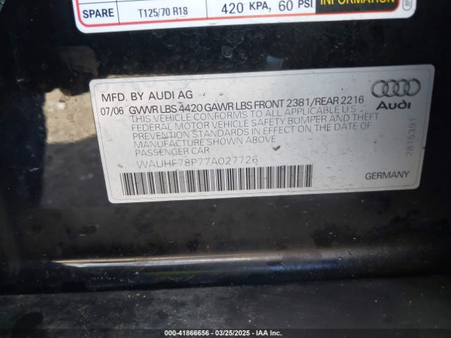 2007 AUDI A3 WAUHF78P77A027726 Photo 8