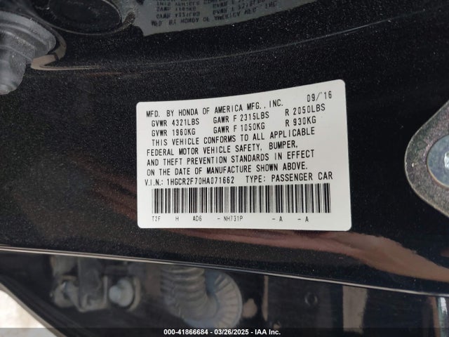 1HGCR2F70HA071662 Honda ACCORD EX