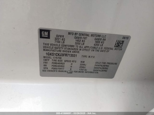 1GKS1CKJ3FR713531 GMC YUKON DENALI