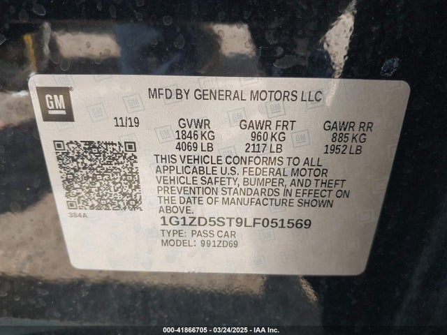 1G1ZD5ST9LF051569 Chevrolet Malibu Fwd Lt