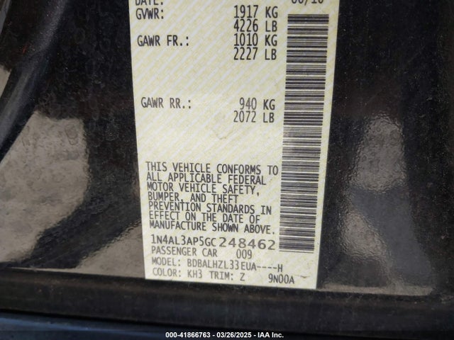 1N4AL3AP5GC248462 Nissan Altima 2.5 Sr