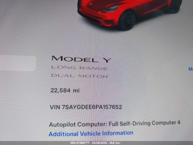 7SAYGDEE6PA157652 Tesla Model Y Awd/long Range Dual Motor All-wheel Drive