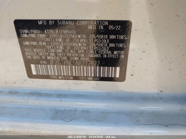 2022 SUBARU CROSSTREK JF2GTHNC5N8272822 Photo 8