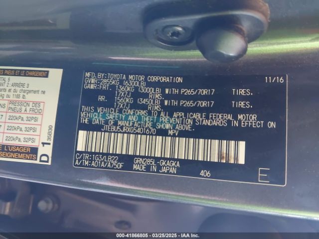 JTEBU5JRXG5401670 Toyota 4runner Sr5 Premium