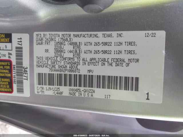 Toyota v35a-fts, 1tm 2023 7SVAAABA2PX006872 Image 9