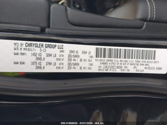 1C4RJFCG5EC190299 Jeep Grand Cherokee Overland