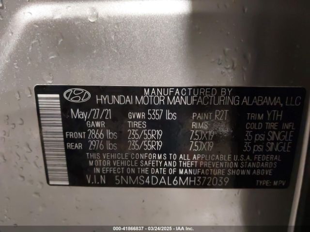 5NMS4DAL6MH372039 Hyundai Santa Fe Limited