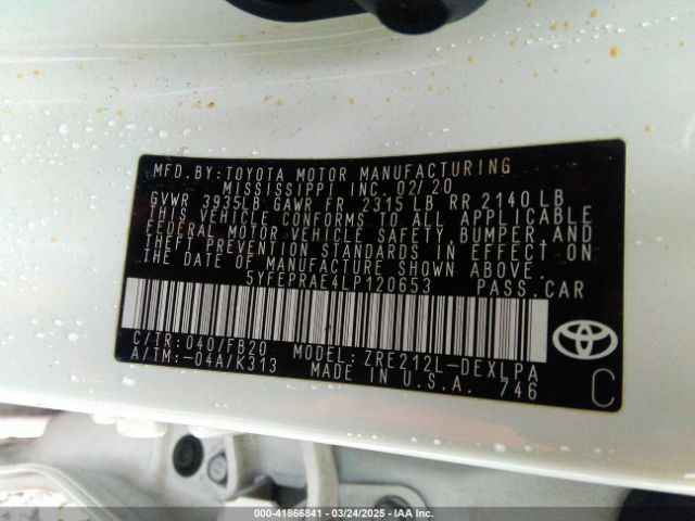 5YFEPRAE4LP120653 Toyota COROLLA LE