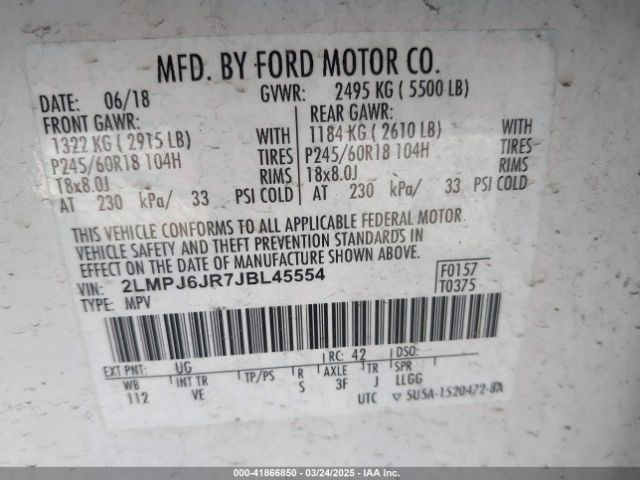 2LMPJ6JR7JBL45554 Lincoln Mkx Premiere