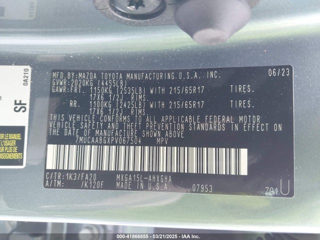 7MUCAABGXPV067504 Toyota Corolla Cross Le