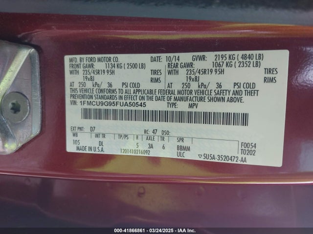 1FMCU9G95FUA50545 Ford ESCAPE SE