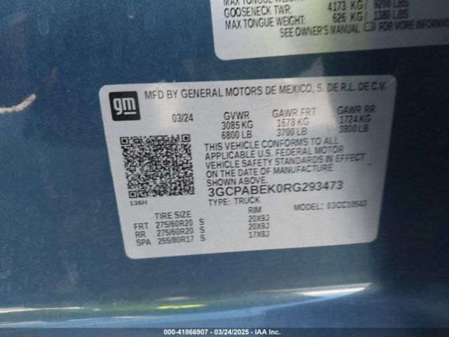 3GCPABEK0RG293473 Chevrolet Silverado 1500 2wd  Short Bed Custom