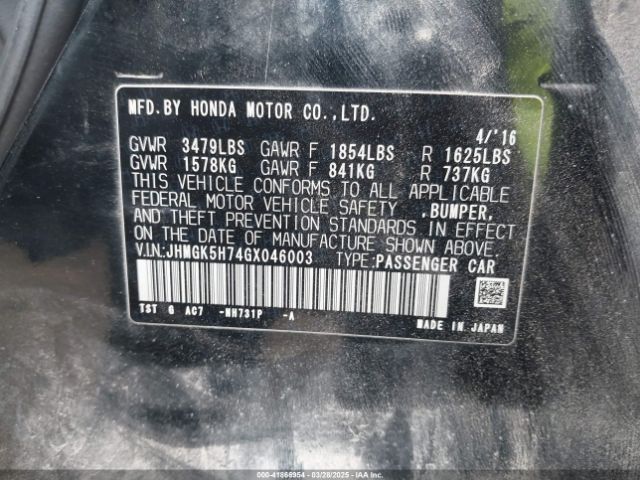 JHMGK5H74GX046003 Honda FIT EX