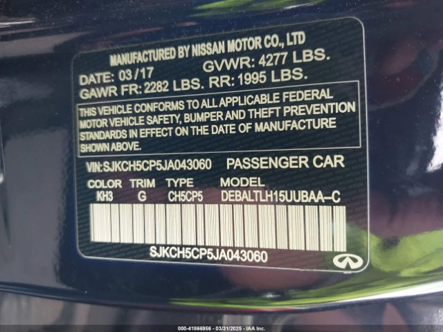SJKCH5CP5JA043060 Infiniti Qx30 Sport