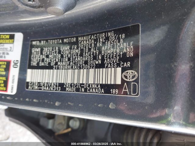 2T1BURHEXKC130622 Toyota COROLLA LE