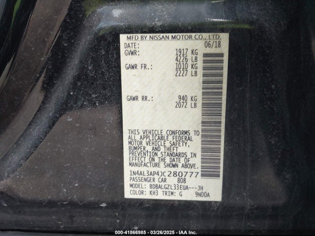 1N4AL3AP4JC280777 Nissan Altima 2.5 S