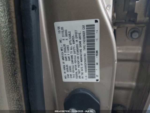 2007 ACURA TL 19UUA662X7A001351 Photo 8