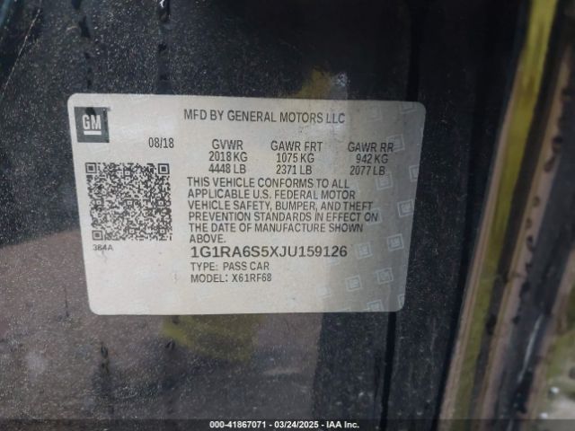 1G1RA6S5XJU159126 Chevrolet VOLT LT