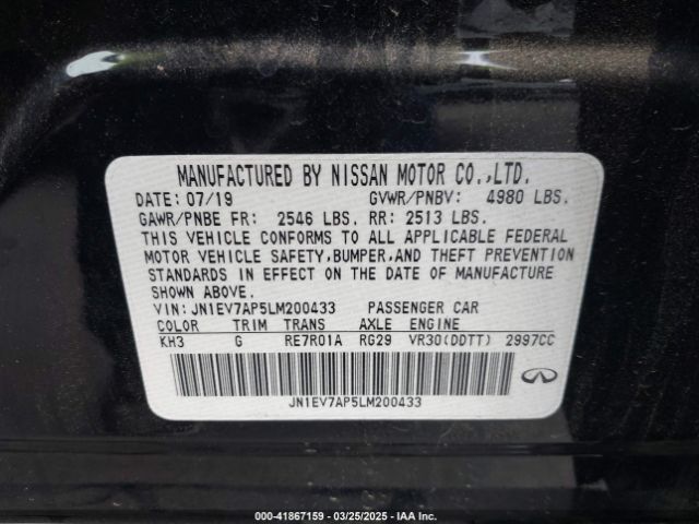 JN1EV7AP5LM200433 Infiniti Q50 PURE