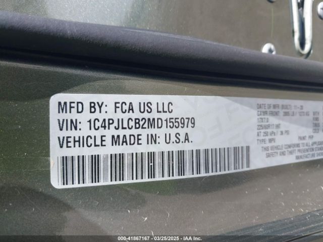 1C4PJLCB2MD155979 Jeep Cherokee Latitude Fwd