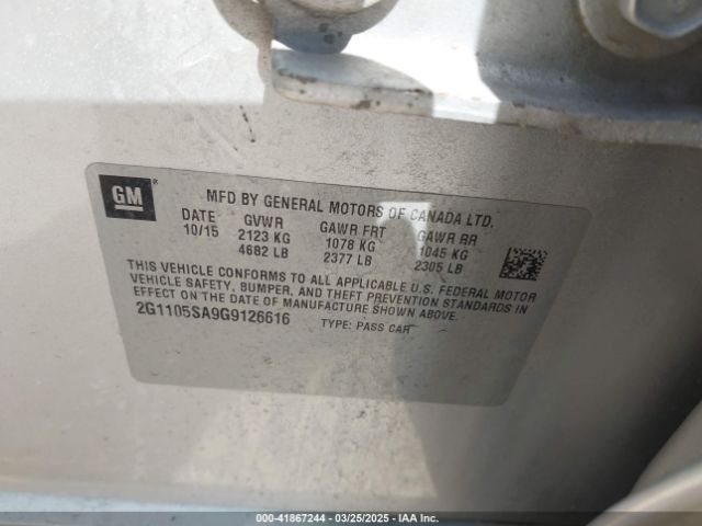 2G1105SA9G9126616 Chevrolet IMPALA 1LT
