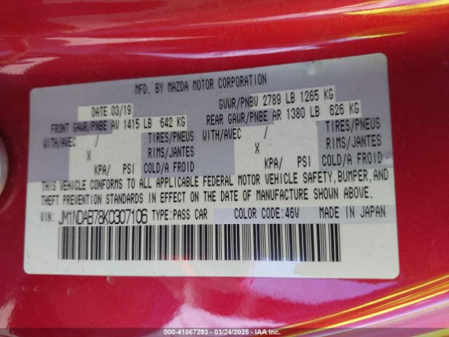 JM1NDAB78K0307106 Mazda Mx-5 Miata Sport