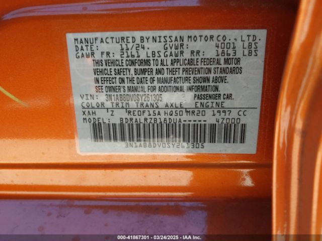 3N1AB8DV0SY261305 Nissan SENTRA SR