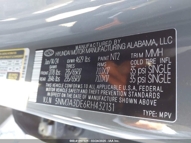 5NMJA3DE6RH432131 Hyundai TUCSON SE