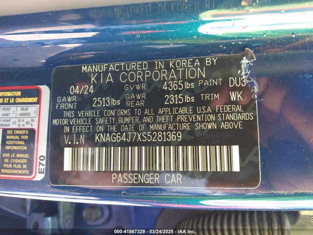 KNAG64J7XS5281369 KIA K5 Gt-line
