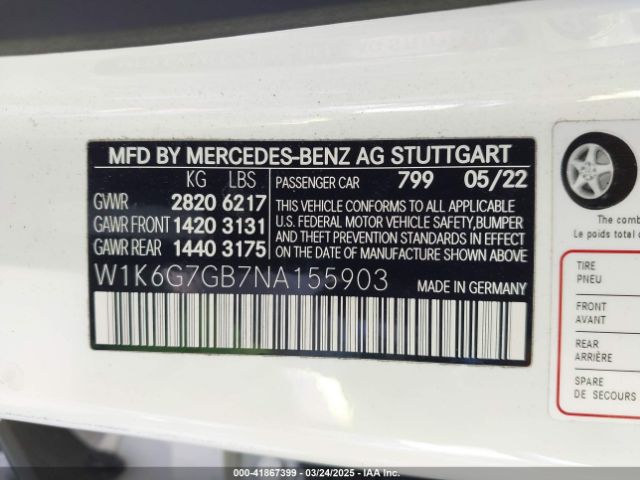 W1K6G7GB7NA155903 Mercedes-Benz S 580 4matic
