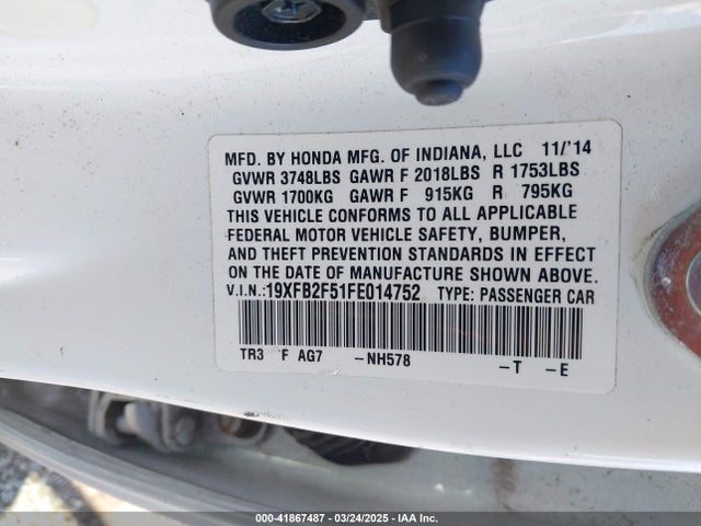 19XFB2F51FE014752 Honda Civic Lx