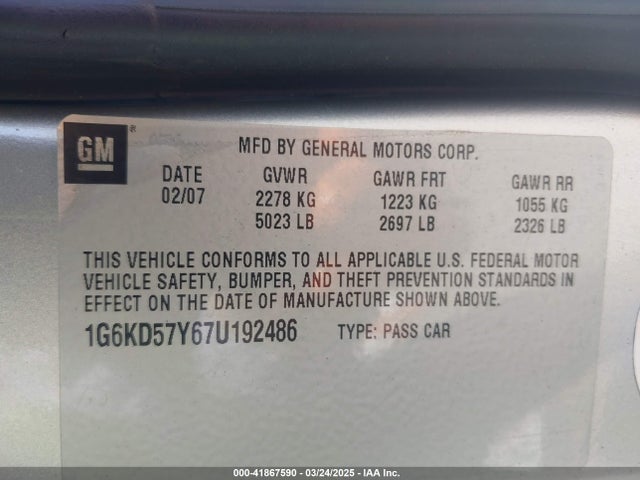 2007 CADILLAC DTS 1G6KD57Y67U192486 Photo 8