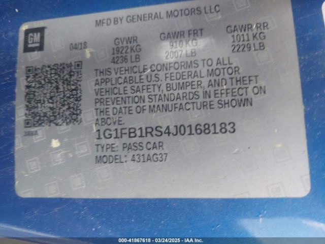 2018 CHEVROLET CAMARO 1G1FB1RS4J0168183 Photo 8