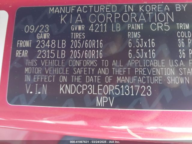 KNDCP3LE0R5131723 KIA NIRO LX