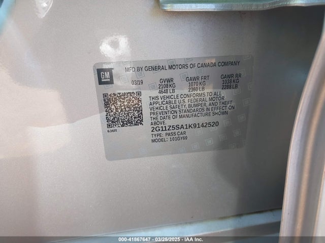 2G11Z5SA1K9142520 Chevrolet IMPALA LT