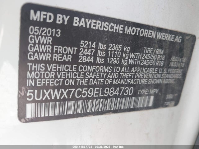 5UXWX7C59EL984730 BMW X3 Xdrive35i