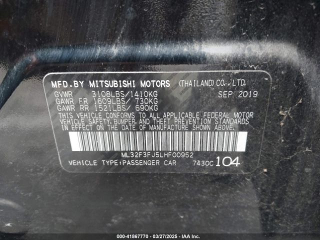 ML32F3FJ5LHF00952 Mitsubishi Mirage G4 Es