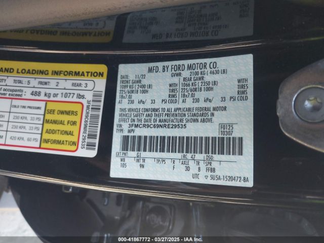 3FMCR9C69NRE29535 Ford Bronco Sport Outer Banks