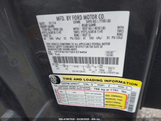 1FTFW1ET3EFA74454 Ford F-150 Xlt