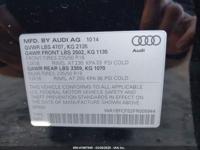 WA1BFCFS2FR005944 Audi Q3 2.0t Premium Plus