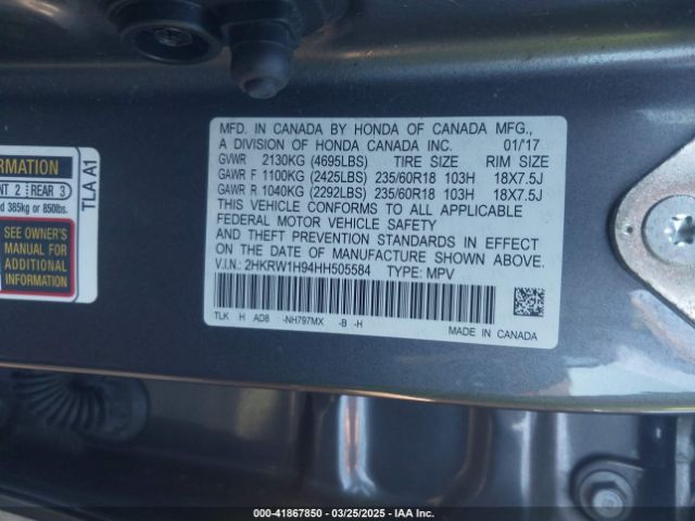 2HKRW1H94HH505584 Honda Cr-v Touring
