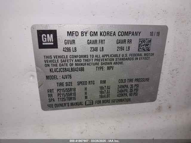 KL4CJCSB4LB042488 Buick Encore Fwd Essence