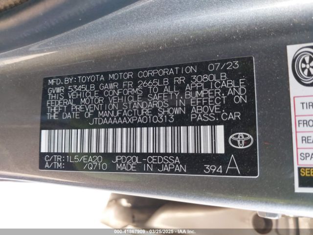 JTDAAAAAXPA010313 Toyota Mirai Xle