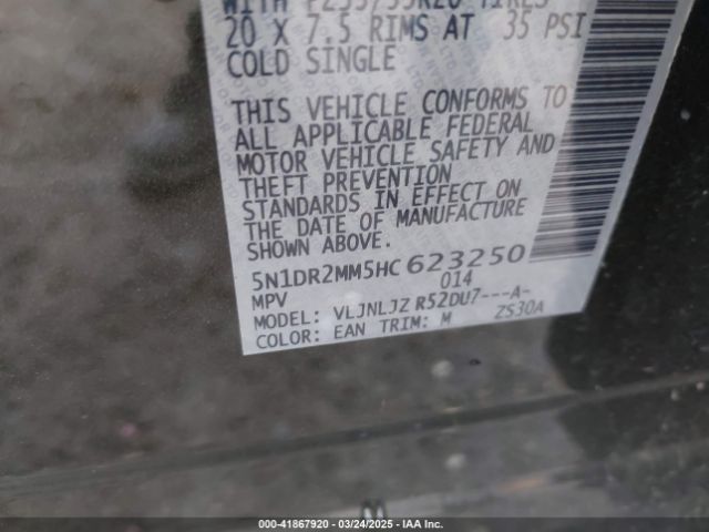 5N1DR2MM5HC623250 Nissan Pathfinder Platinum