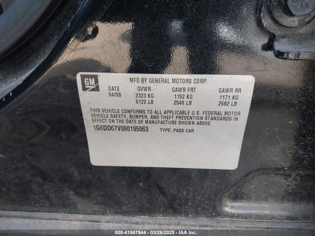 2008 CADILLAC STS 1G6DD67V080195963 Photo 8