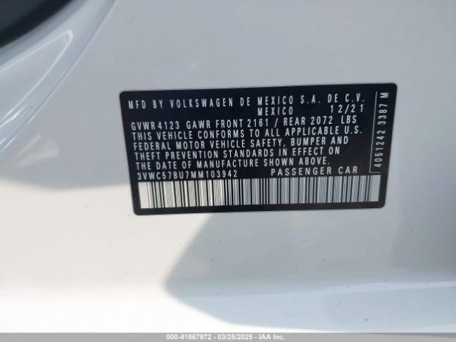 3VWC57BU7MM103942 Volkswagen Jetta 1.4t R-line/1.4t S/1.4t Se