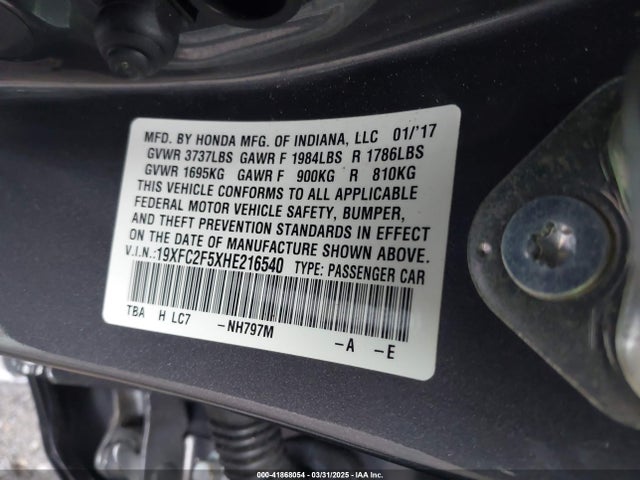 Honda k20c2 2017 19XFC2F5XHE216540 Image 9
