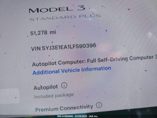 5YJ3E1EA1LF590396 Tesla Model 3 Standard Range Plus Rear-wheel Drive/standard Range Rear-wheel Drive